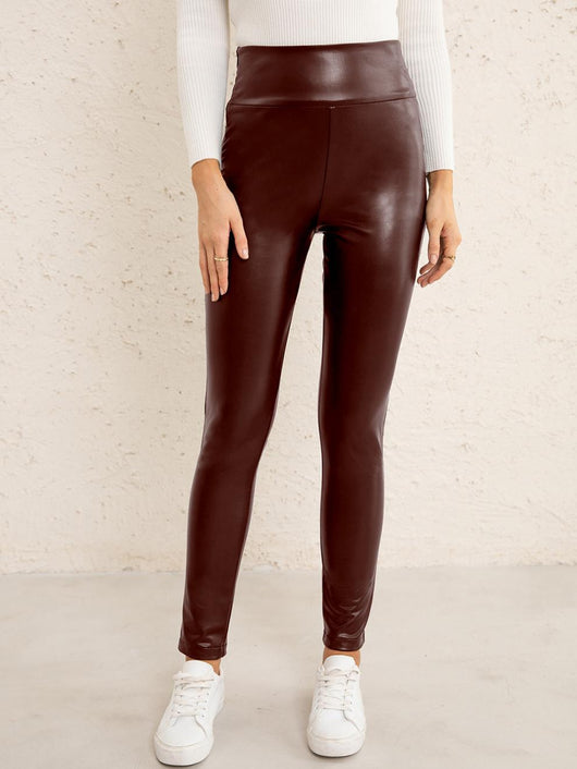 Pantalones de Cuero PU Ajustados Elásticos para Moto Mujer - Image 14