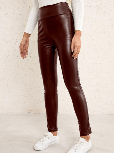 Pantalones de Cuero PU Ajustados Elásticos para Moto Mujer - Image 15