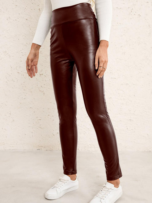 Pantalones de Cuero PU Ajustados Elásticos para Moto Mujer - Image 15