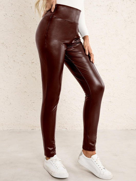 Pantalones de Cuero PU Ajustados Elásticos para Moto Mujer - Image 16