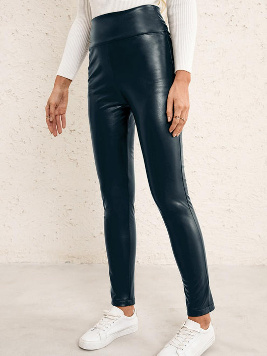 Pantalones de Cuero PU Ajustados Elásticos para Moto Mujer - Image 20