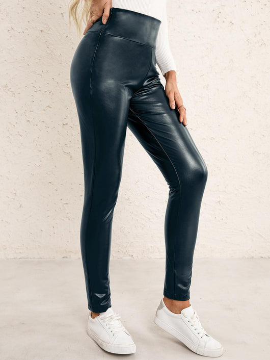 Pantalones de Cuero PU Ajustados Elásticos para Moto Mujer - Image 21