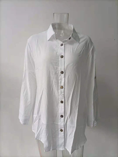Blusa Suelta de Algodón y Lino con Botones para Mujer - Image 6
