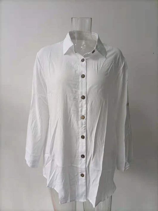 Blusa Suelta de Algodón y Lino con Botones para Mujer - Image 6
