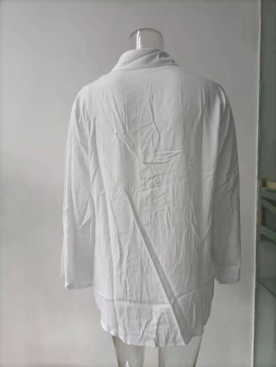 Blusa Suelta de Algodón y Lino con Botones para Mujer - Image 7