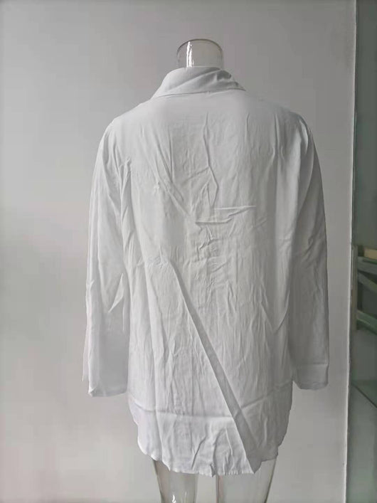 Blusa Suelta de Algodón y Lino con Botones para Mujer - Image 7