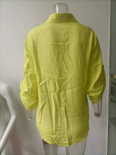 Blusa Suelta de Algodón y Lino con Botones para Mujer - Image 9