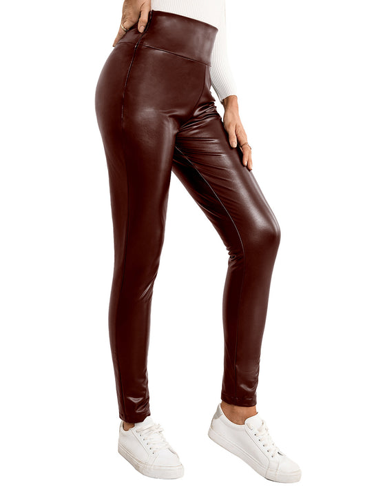 Pantalones de Cuero PU Ajustados Elásticos para Moto Mujer - Image 31