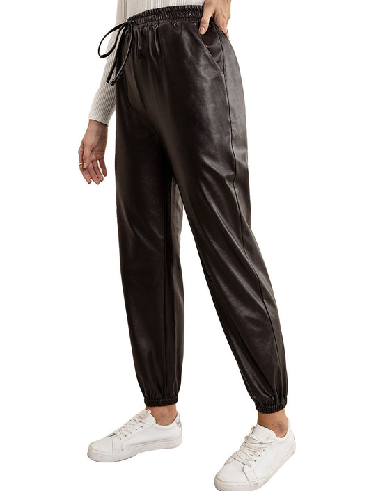 Pantalones de Cuero PU para Mujer con Cintura Elástica Versátil - Image 31