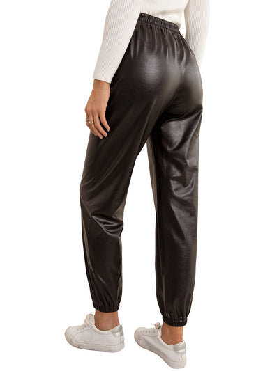 Pantalones de Cuero PU para Mujer con Cintura Elástica Versátil - Image 32