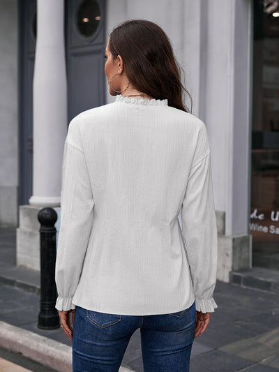 Camisa de Cuello Mao con Volantes y Manga Larga - Image 8