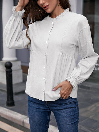 Camisa de Cuello Mao con Volantes y Manga Larga - Image 10