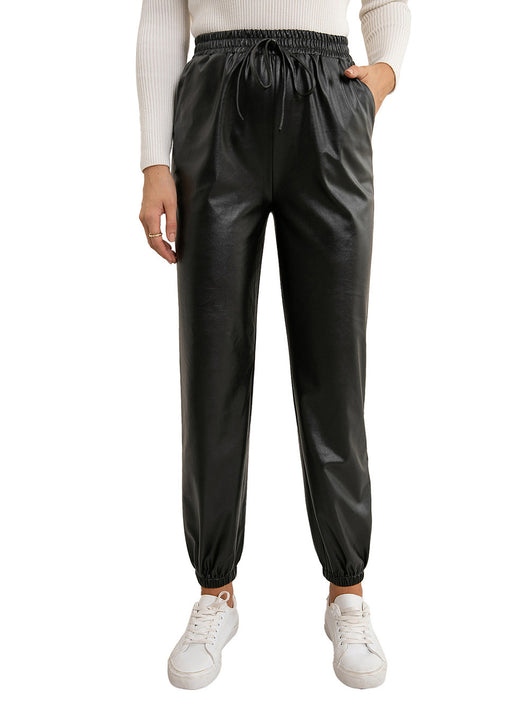 Pantalones de Cuero PU para Mujer con Cintura Elástica Versátil - Image 34