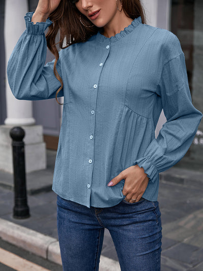 Camisa de Cuello Mao con Volantes y Manga Larga - Image 15