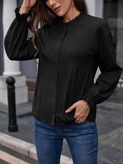 Camisa de Cuello Mao con Volantes y Manga Larga - Image 18