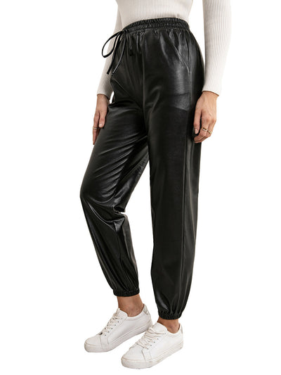 Pantalones de Cuero PU para Mujer con Cintura Elástica Versátil - Image 35