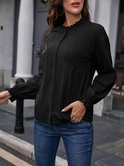 Camisa de Cuello Mao con Volantes y Manga Larga - Image 20