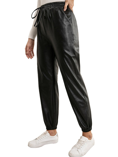 Pantalones de Cuero PU para Mujer con Cintura Elástica Versátil - Image 36