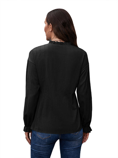 Camisa de Cuello Mao con Volantes y Manga Larga - Image 33