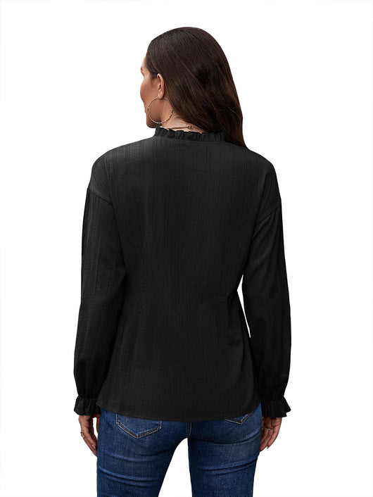 Camisa de Cuello Mao con Volantes y Manga Larga - Image 33