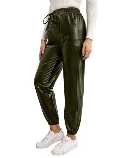 Pantalones de Cuero PU para Mujer con Cintura Elástica Versátil - Image 40