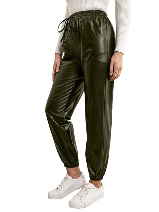 Pantalones de Cuero PU para Mujer con Cintura Elástica Versátil - Image 40