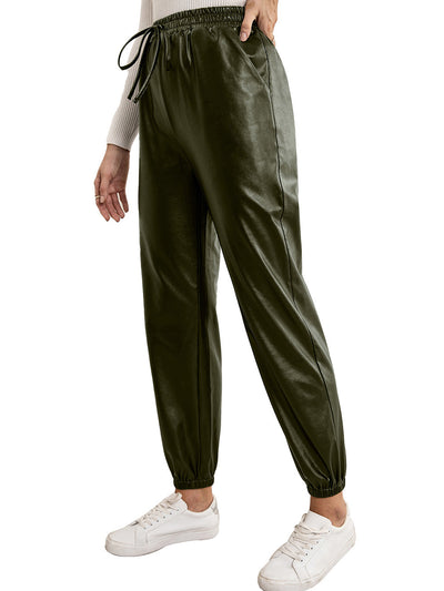 Pantalones de Cuero PU para Mujer con Cintura Elástica Versátil - Image 41