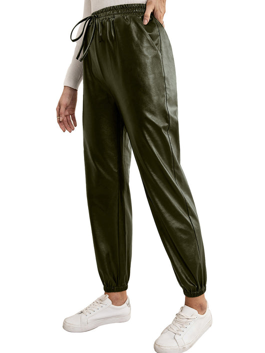 Pantalones de Cuero PU para Mujer con Cintura Elástica Versátil - Image 41