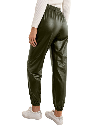Pantalones de Cuero PU para Mujer con Cintura Elástica Versátil - Image 42