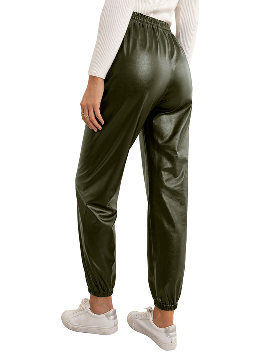 Pantalones de Cuero PU para Mujer con Cintura Elástica Versátil - Image 42