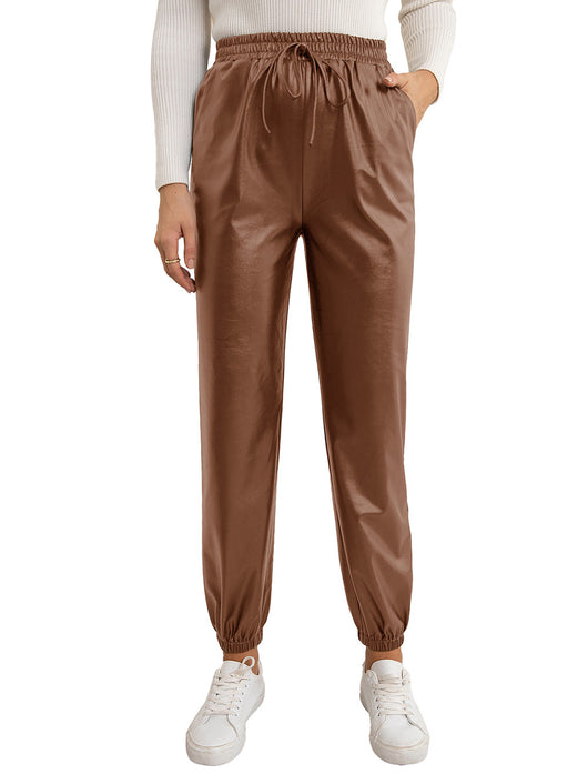 Pantalones de Cuero PU para Mujer con Cintura Elástica Versátil - Image 44