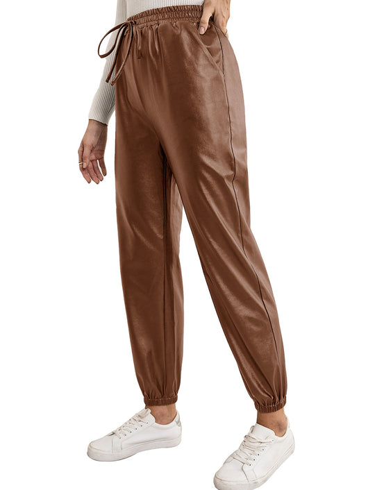 Pantalones de Cuero PU para Mujer con Cintura Elástica Versátil - Image 46
