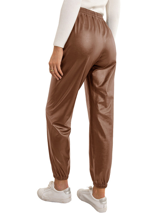 Pantalones de Cuero PU para Mujer con Cintura Elástica Versátil - Image 47