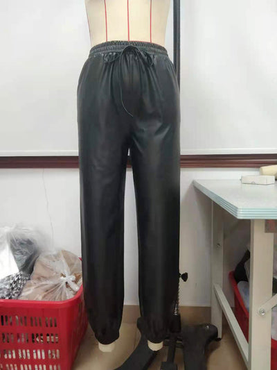 Pantalones de Cuero PU para Mujer con Cintura Elástica Versátil - Image 48