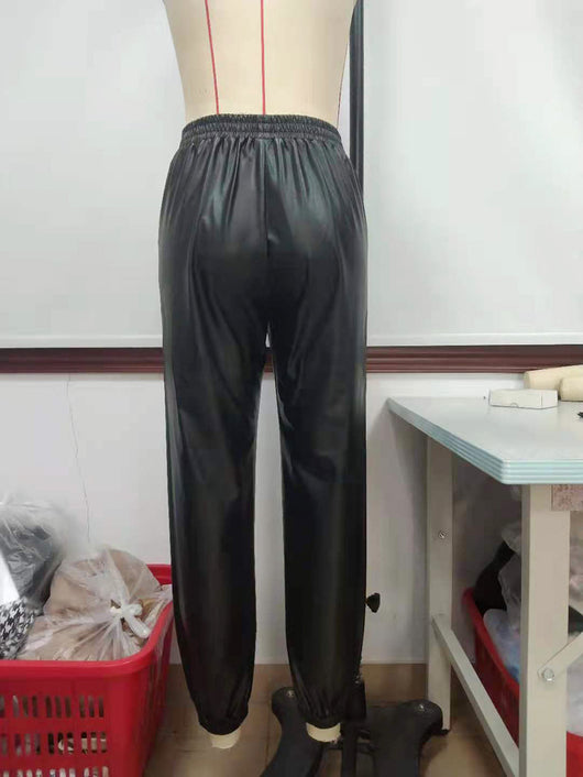 Pantalones de Cuero PU para Mujer con Cintura Elástica Versátil - Image 50