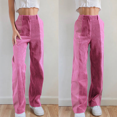 Pantalones Rectos Anchos con Bloques de Color - Casual y Versátil - Image 9