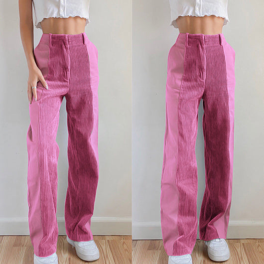 Pantalones Rectos Anchos con Bloques de Color - Casual y Versátil - Image 9