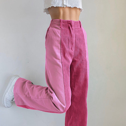 Pantalones Rectos Anchos con Bloques de Color - Casual y Versátil - Image 16