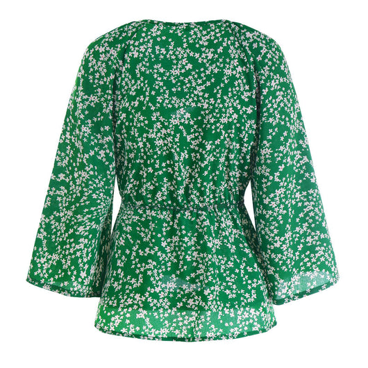 Blusa de Gasa Floral con Cuello en V y Mangas Recortadas para Mujer - Image 9
