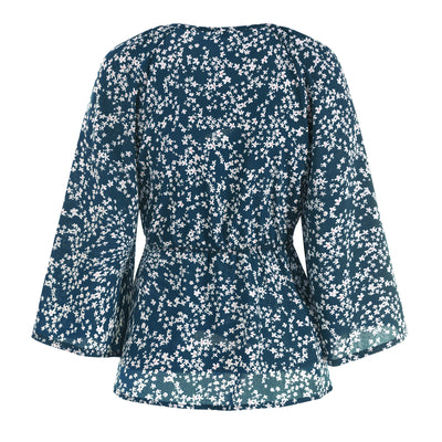 Blusa de Gasa Floral con Cuello en V y Mangas Recortadas para Mujer - Image 14