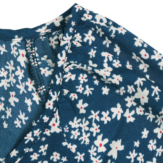 Blusa de Gasa Floral con Cuello en V y Mangas Recortadas para Mujer - Image 15