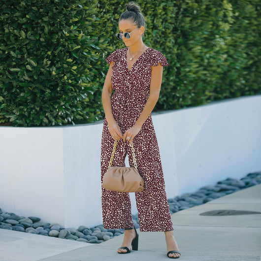 Jumpsuit Floral de Gasa para Mujer - Escote en V, Diseño Europeo - Image 8