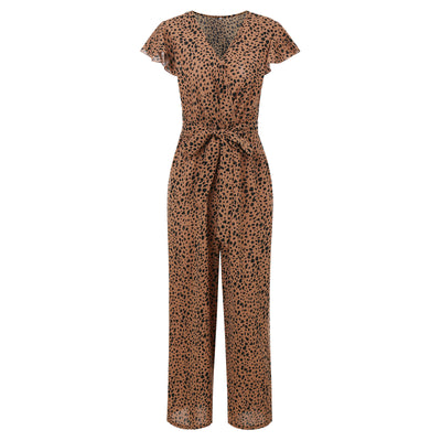 Jumpsuit Floral de Gasa para Mujer - Escote en V, Diseño Europeo - Image 23
