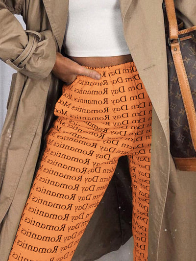 Pantalones Anchos Estilo Urbano con Estampado de Letras y Amarre - Image 25