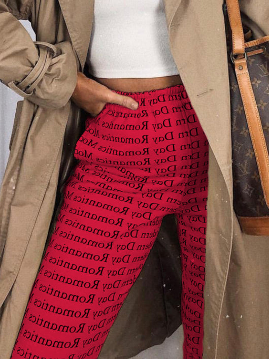 Pantalones Anchos Estilo Urbano con Estampado de Letras y Amarre - Image 30
