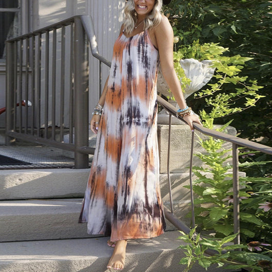 Vestido Slip con Estampado Tie Dye y Rayas para Talla Grande - Image 11