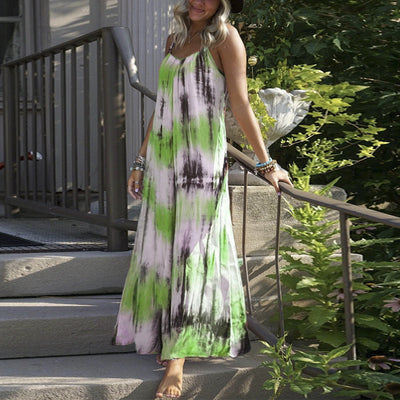 Vestido Slip con Estampado Tie Dye y Rayas para Talla Grande - Image 13