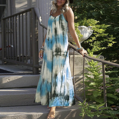 Vestido Slip con Estampado Tie Dye y Rayas para Talla Grande - Image 16