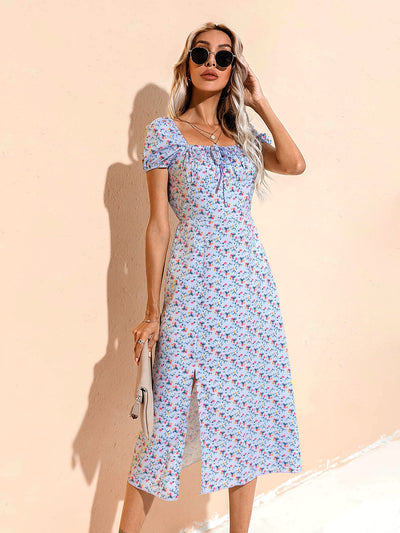 Vestido Estampado con Espalda Descubierta y Abertura Lateral - Image 9
