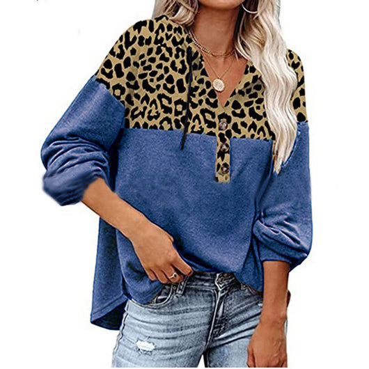 Sudadera Estampado Leopardo Suelta con Capucha Manga Larga para Mujer - Image 12